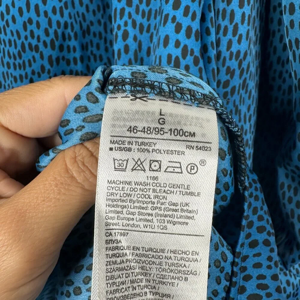 2/$30 Banana Republic Cheetah Print Pleated Volume Puff Sleeve Top Blue #A1372